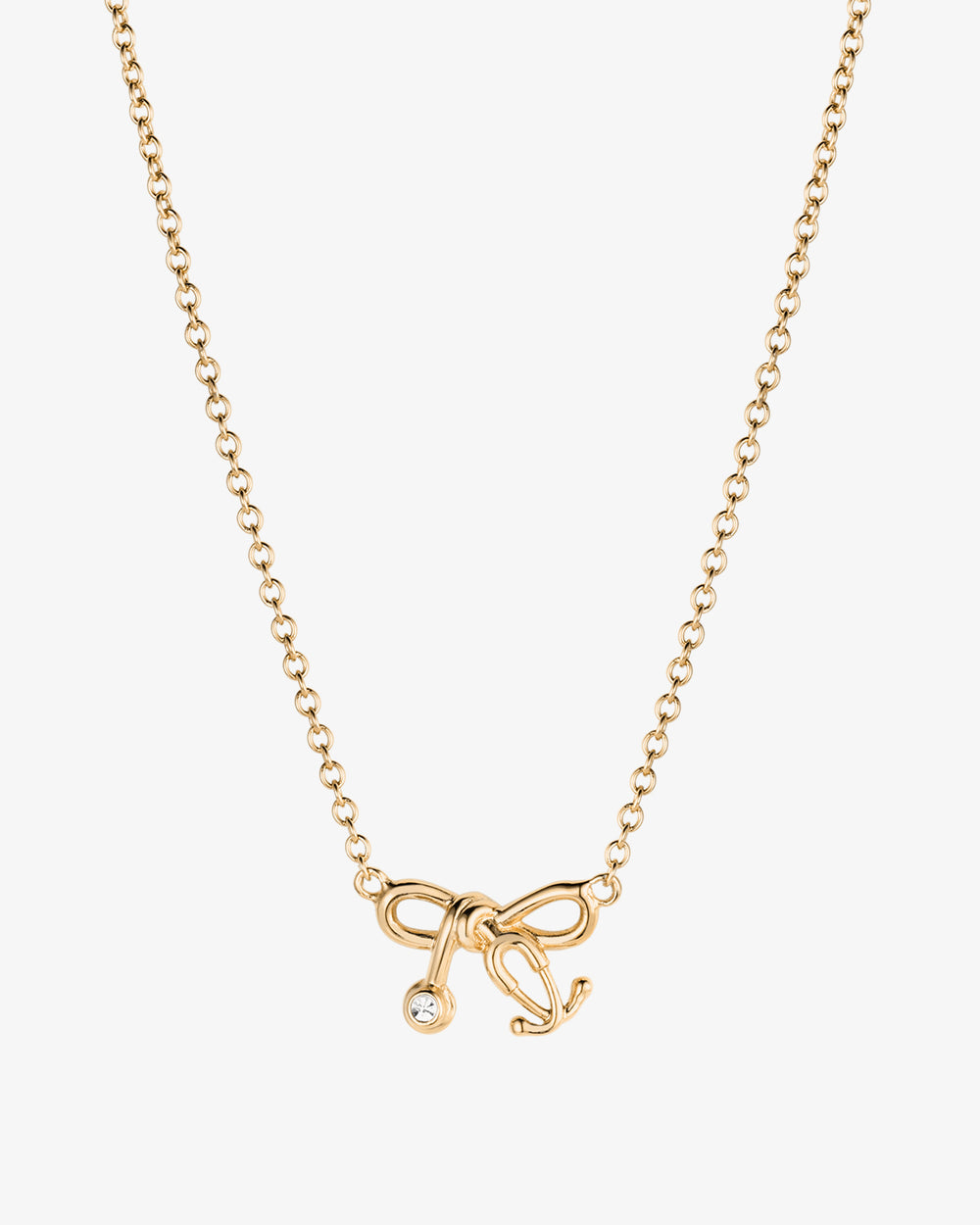 Tiny Stethoscope Bow Necklace